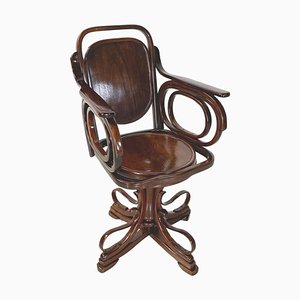 Austrian Art Nouveau Swivel Chair with Armrests in Wood, 1900s
