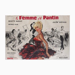 Póster doble de película francés A Woman Like Satan de Yves Thos, 1959