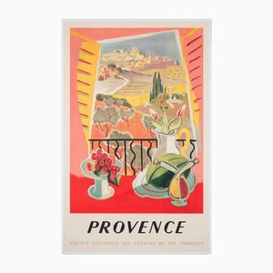 Poster pubblicitario SNCF Provence Railway di Jal, Francia, 1945