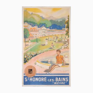 French PLM Railway Travel St Honore Les Bains Advertising Poster by Jean Boyer