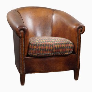 English Style Brown Leather Armchair