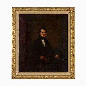 Portrait of a Seated Gentleman with Book, 1830s, Oil Painting, Framed