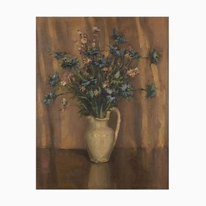 George Mortram Moorhouse, Love-in-a-Mist Still Life, Early 1900s, Oil Painting