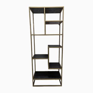 Black Veneer and Burnished Gold Bookshelf