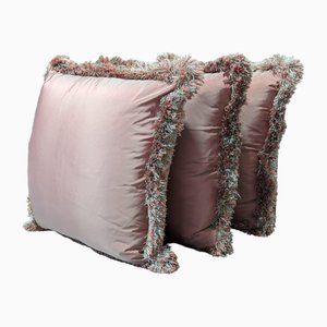 Pink Fringe Decorative Cushions, Set of 3