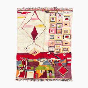 Modern Red Abstract Moroccan Berber Rug