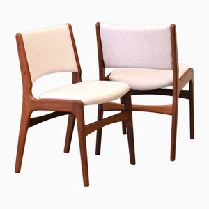 Dining Chairs Model 89 in Teak and Beige Upholstery attributed to Erik Buch, Denmark, 1960s, Set of 4