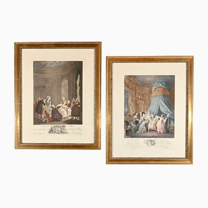 J.M. Moreau Le Jeune and N. De Launay, 1900, Color Engravings, Framed, Set of 2