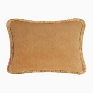 Happy Pillow Camel Velvet with Fringes from Lo Decor