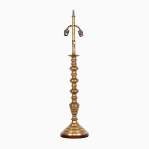 Turned Brass Column Table Lamp, 1940s