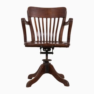 French Oak Framed Swivel Desk Chair, 1920s