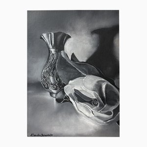 Claudia Benavente, Grisaille Still Life 1, 2023, Huile sur Toile