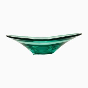 Große grüne Mid-Century Glasschale von Per Lütken