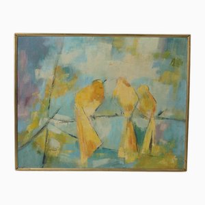 Edith Ferullo, Cubist Birds, Oil on Canvas, 1964