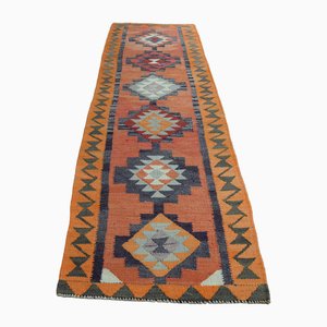 Turkish Tribal Decor Handwoven Wool Runner Rug, 1960s