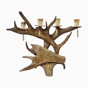 Scandinavian Reindeer Wooden Candlestick