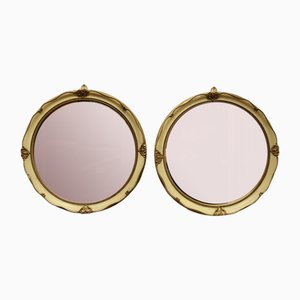 French Gilt and Cream Crackle Finish Wall Mirrors, 1890s, Set of 2