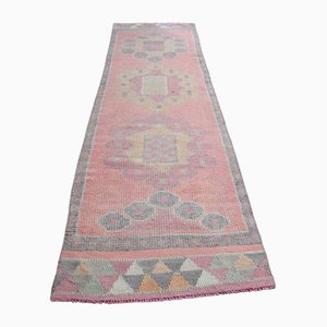 Turkish Heritage Decor Nature Hand-Knotted Pink Wool Runner, 1960s