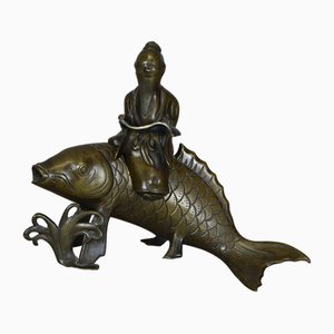 Bronze of Confucius Seated on a Fish, China, 19th Century