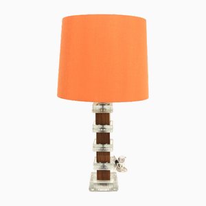 Table Lamp in Rosewood and Glass, Sweden, 1960s