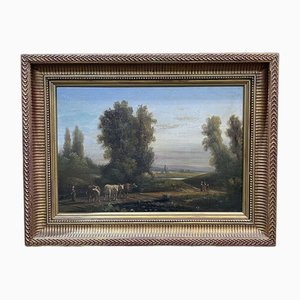 Rural Scene, 1800s, Canvas Painting, Framed