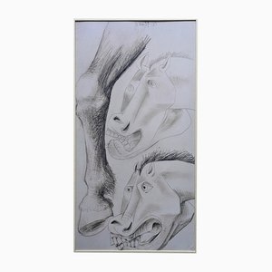 Pablo Picasso, Studie über zwei Pferde, Vorbereitende Skizze für Guernica, Lithographie