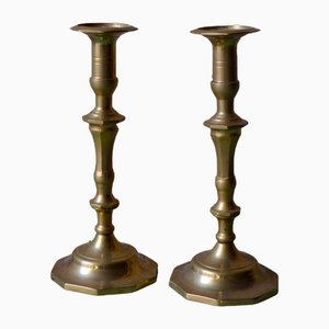 Mid-Century Brass Candleholders, Set of 2