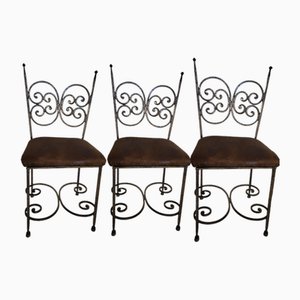 Spanish Wrought-Iron Chairs, Set of 3