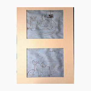 Pablo Picasso, Tiere: Zwei vorbereitende Skizzen für Guernica, Lithographien, 2er Set