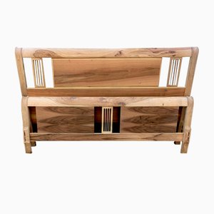 Set of Handcrafted Solid Walnut Headboard and Footboard, 1970s