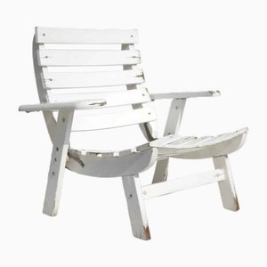 Fauteuil de Jardin Pliant en Bois Blanc, 1960s