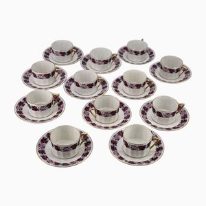 Set da tè o da caffè in porcellana Limoges di Chabrol & Poirier, Francia, 1925, set di 12