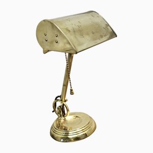 Art Deco Banker's Desk Lamp in Brass, 1920s