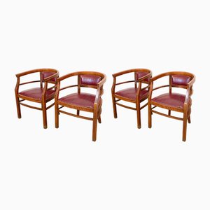 Art Deco Wooden Cockpit Chairs, Italy, 1940s, Set of 4