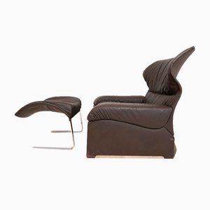 Sillón Saporiti con otomana de Giovanni Offredi para Saporiti Italia, años 70. Juego de 2