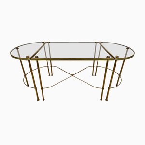 Gold-Plated Brass Ringed Side Tables, 1950s, Set of 3