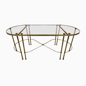 Tables d'Appoint en Laiton Plaqué Or, 1950s, Set de 3