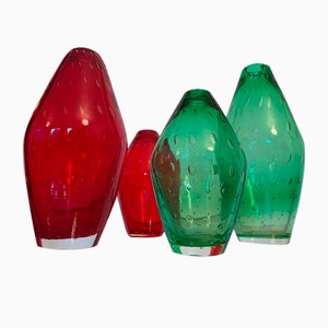 Jarrones checoslovacos de vidrio de Milan Metelak para Harrachov Glassworks, años 60. Juego de 4