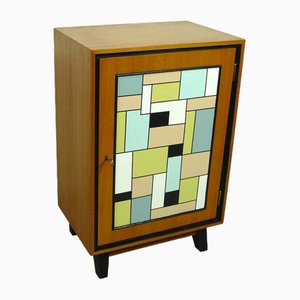 Small Beech Sideboard with Mondrian Pastel Pattern, 1960s