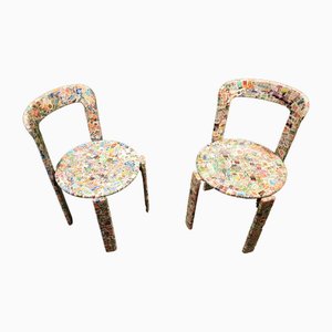 Set of Upcycled Stamp Covered Dining Chairs by Bruno Rey for Kusch & Co, 1970s