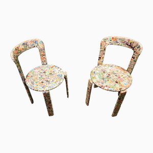 Upcycled Stamp Covered Dining Chairs by Bruno Rey for Kusch & Co, 1970s