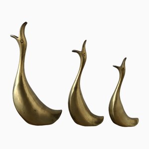 Swans in Brass, Italy, 1980s, Set of 3