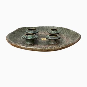 Mid-Century German Brutalist Studio Pottery Fat Lava Candle Holder from Ruscha Art, 1960s