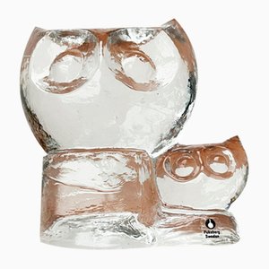 Vintage Swedish Glass Owl Sculpture from Pukeberg Glass, 1970s