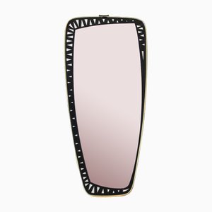Mid-Century Wall Mirror with Black Frame, 1950s