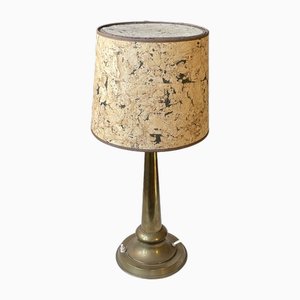 Vintage Scandinavian Brass Table Lamp with Cork Shade, 1950s