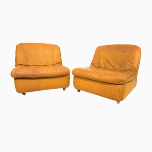 Modulares 2-Sitzer Ledersofa von Dreipunkt International, 1970er, 2er Set