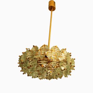 Gold-Plated Brass and Faceted Glass Chandelier from Kinkeldey, 1960s