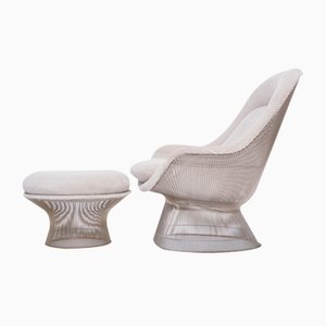 Poltrona vintage con poggiapiedi di Warren Platner, anni '60, set di 2