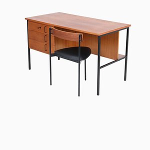 Vintage Desk and Chair in Teak and Steel by Günter Renkel, 1960s, Set of 2